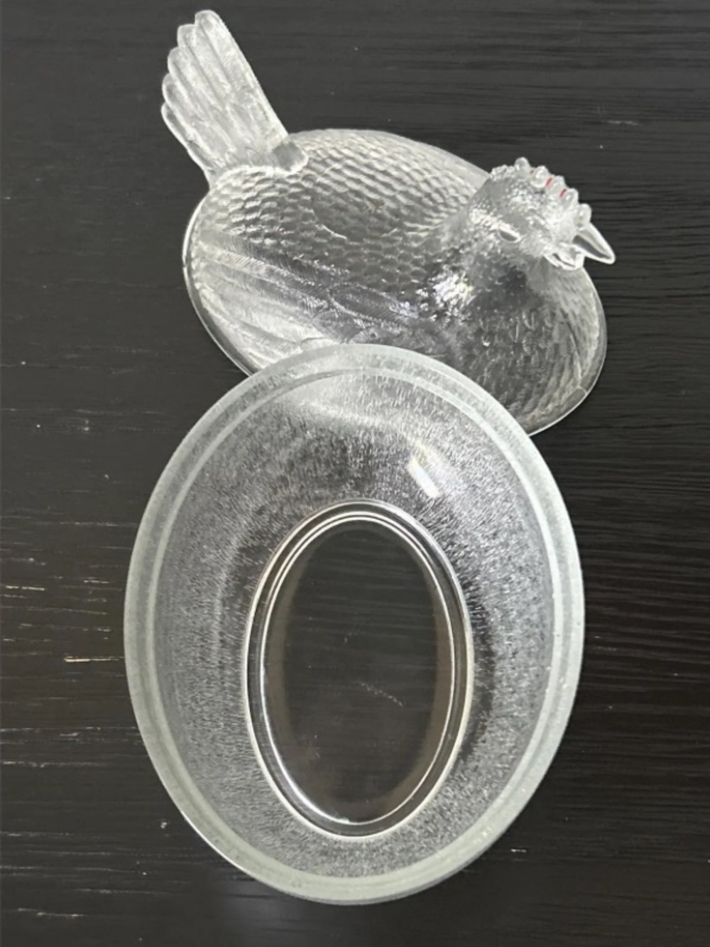 Original Indiana Glass Beadless Stippled Base Hen on A Nest Dish Clear 1930-1940 - Picture 7 of 14